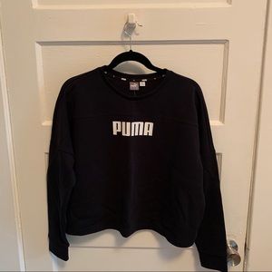 Black Puma Cropped Crewneck